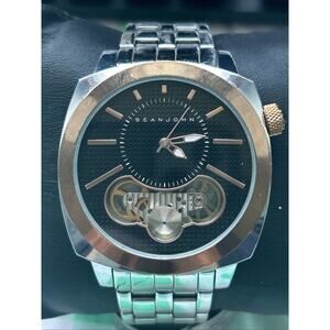 Sean John Silver Tone Rose Gold Tone Bezel Men’s Quartz Watch